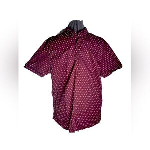 Guess mens xl button up short sleeve burgundy slim fit 62136 #30